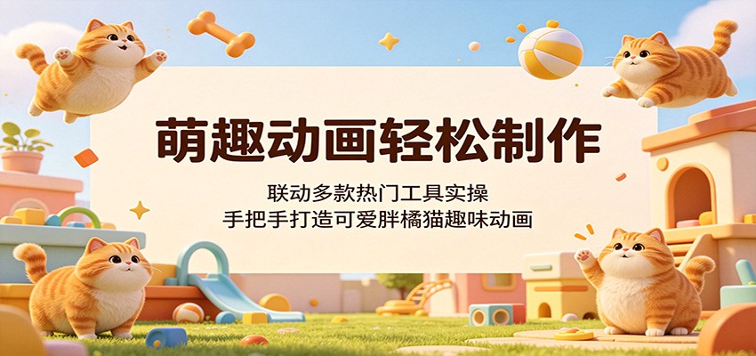 萌趣动画轻松制作，联动多款热门工具实操，手把手打造可爱胖橘猫趣味动画-孔明聊项目