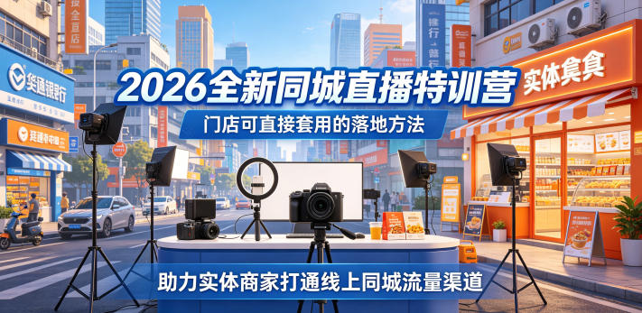 2026全新同城直播特训营，门店可直接套用的落地方法，助力实体商家打通线上同城流量渠道-孔明聊项目