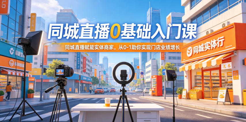 同城直播0基础入门课，同城直播赋能实体商家，从0-1助你实现门店业绩增长-孔明聊项目
