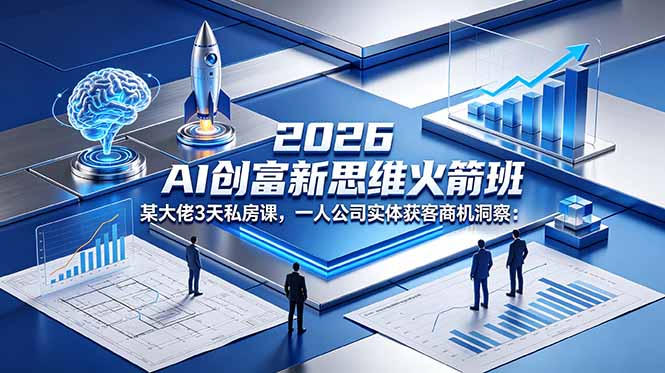 2026 AI 创富新思维火箭班：某大佬3天私房课，一人公司实体获客商机洞察-孔明聊项目