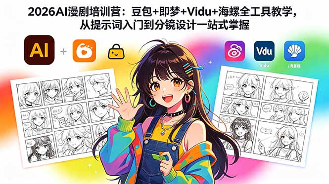 2026AI漫剧培训营：豆包+即梦+Vidu+海螺全工具教学，从提示词入门到分镜设计一站式掌握-孔明聊项目