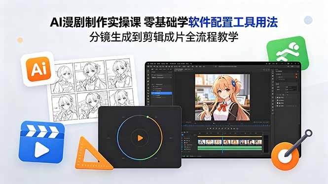 AI漫剧制作实操课 零基础学软件配置工具用法 分镜生成到剪辑成片全流程教学-孔明聊项目