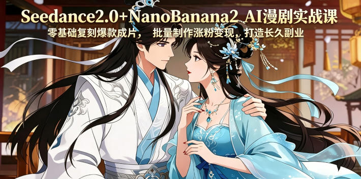 Seedance2.0+NanoBanana2 AI漫剧实战课，零基础复刻爆款成片涨粉变现，打造长久副业收益-孔明聊项目
