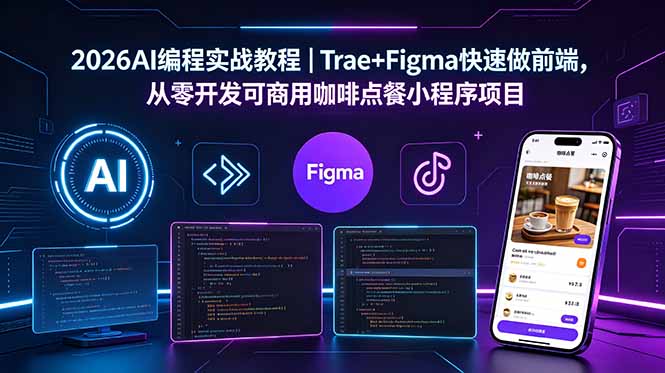 2026AI编程实战教程｜Trae+Figma快速做前端，从零开发可商用咖啡点餐小程序项目-孔明聊项目