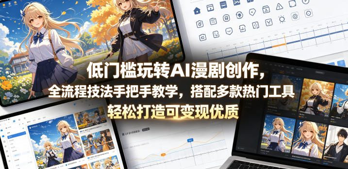 低门槛玩转AI漫剧创作，全流程技法手把手教学，搭配多款热门工具，轻松打造可变现优质作品-孔明聊项目