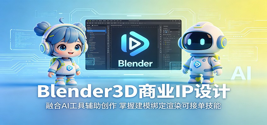 Blender3D商业IP设计：融合AI工具辅助创作，掌握建模绑定渲染可接单技能-孔明聊项目