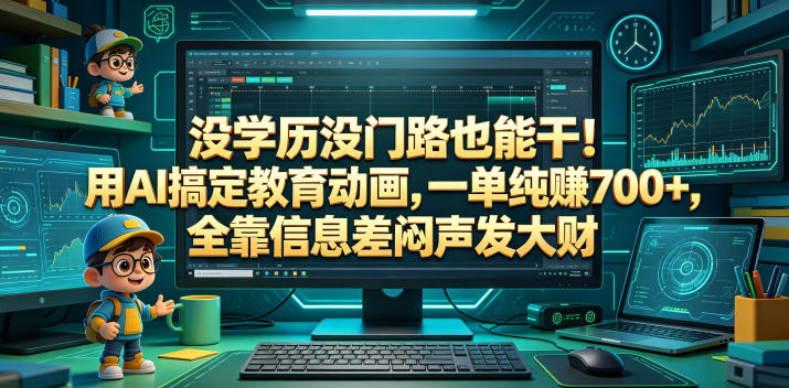没学历没门路也能干！用AI搞定教育动画，一单纯賺700+，全靠信息差闷声发大财【揭秘】-孔明聊项目