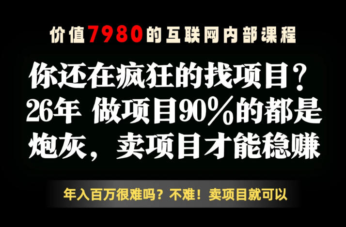 26年请不要疯狂的找项目了，卖项目远比你想象的暴利，你也可以月入10W+【揭秘】-孔明聊项目