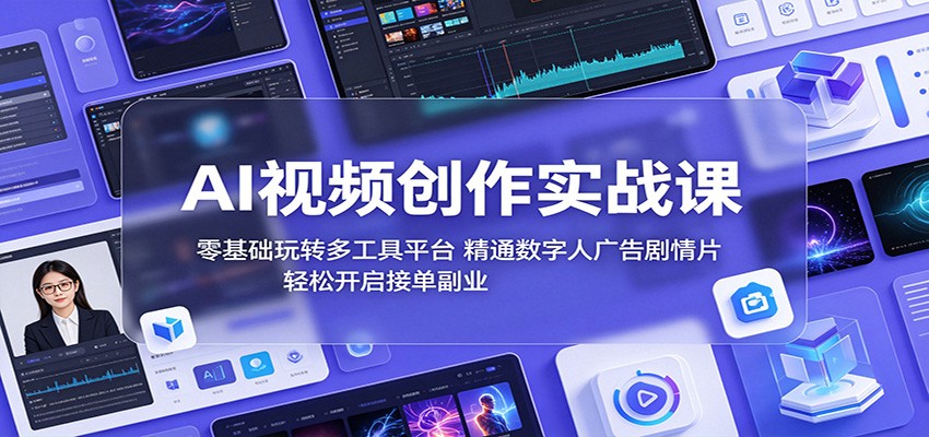 AI视频创作实战课：零基础玩转多工具平台，精通数字人广告、剧情片，轻松开启接单副业-孔明聊项目