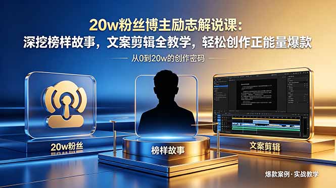 20w粉丝博主励志解说课：深挖榜样故事，文案剪辑全教学，轻松创作正能量爆款-孔明聊项目