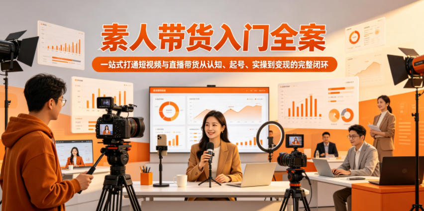 素人带货入门全案，一站式打通短视频与直播带货从认知、起号、实操到变现的完整闭环-孔明聊项目