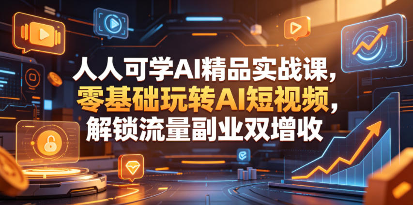 人人可学AI精品实战课，零基础玩转AI短视频，解锁流量副业双增收-孔明聊项目