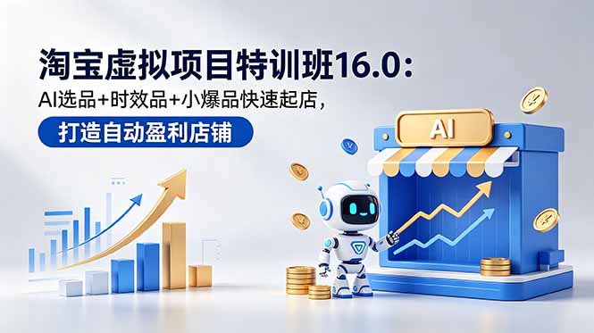 淘宝虚拟项目特训班16.0:AI选品+时效品+小爆品快速起店,打造自动盈利店铺-孔明聊项目