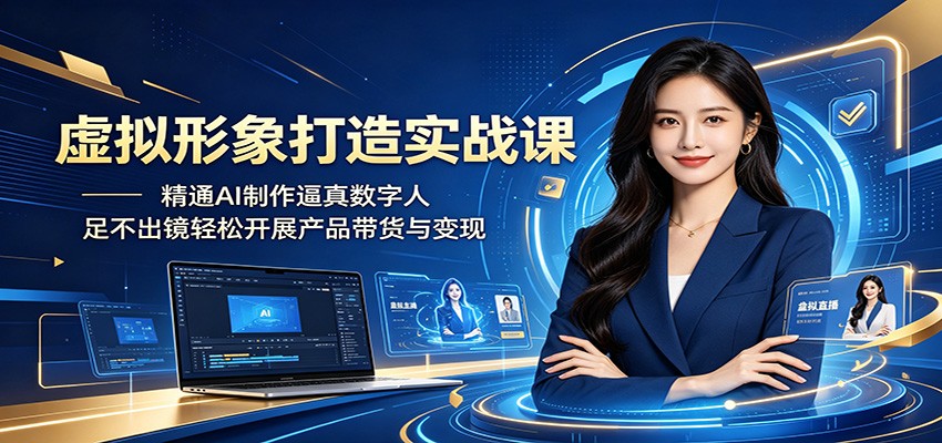 虚拟形象打造实战课：精通AI制作逼真数字人，足不出镜轻松开展产品带货与变现-孔明聊项目