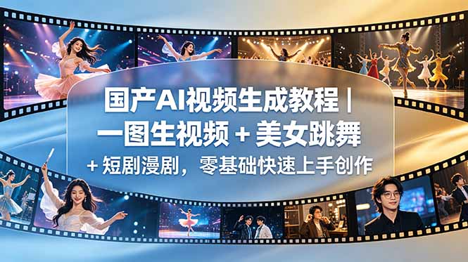 国产AI视频生成教程｜一图生视频 + 美女跳舞 + 短剧漫剧，零基础快速上手创作-孔明聊项目