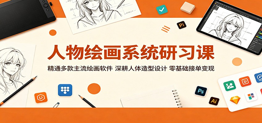 人物绘画系统研习课：精通多款主流绘画软件，深耕人体造型设计，零基础接单变现-孔明聊项目