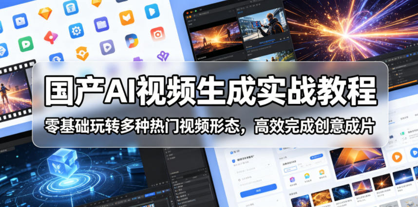 国产AI视频生成实战教程，零基础玩转多种热门视频形态，高效完成创意成片-孔明聊项目
