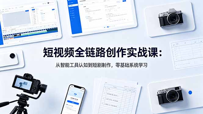 短视频全链路创作实战课：从智能工具认知到短剧制作，零基础系统学习-孔明聊项目