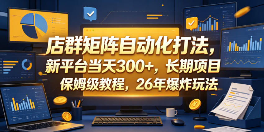 店群矩阵自动化打法，新平台当天300+，长期项目，保姆级教程，26年爆炸玩法【揭秘】-孔明聊项目