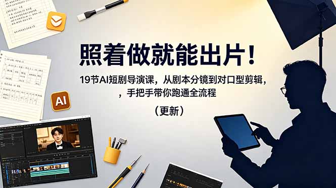 照着做就能出片！19节AI短剧导演课，从剧本分镜到对口型剪辑，手把手带你跑通全流程(更新-孔明聊项目