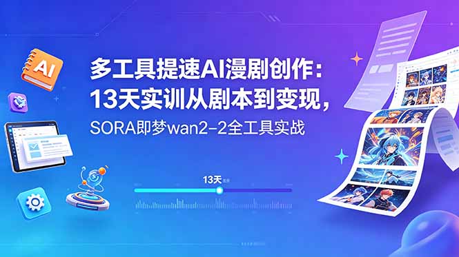 多工具提速AI漫剧创作：13天实训从剧本到变现，SORA即梦wan2-2全工具实战-孔明聊项目