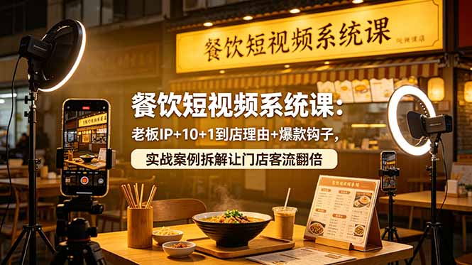 餐饮短视频系统课：老板IP+10+1到店理由+爆款钩子，实战案例拆解让门店客流翻倍-孔明聊项目