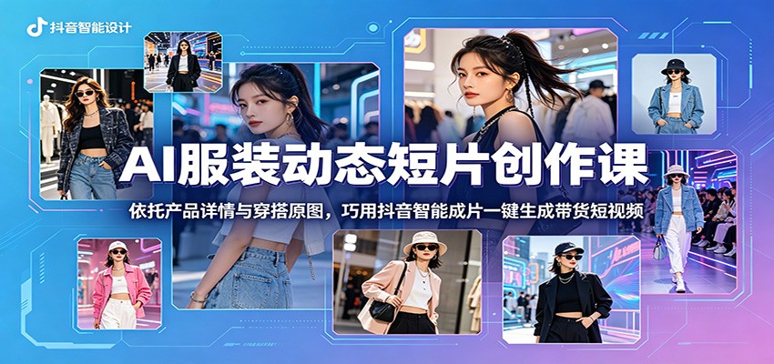 AI服装动态短片创作课：依托产品详情与穿搭原图，巧用抖音智能成片一键生成带货短视频-孔明聊项目