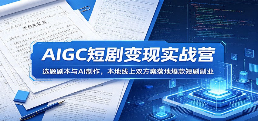 AIGC短剧变现实战营：选题剧本与AI制作，本地线上双方案落地爆款短剧副业-孔明聊项目