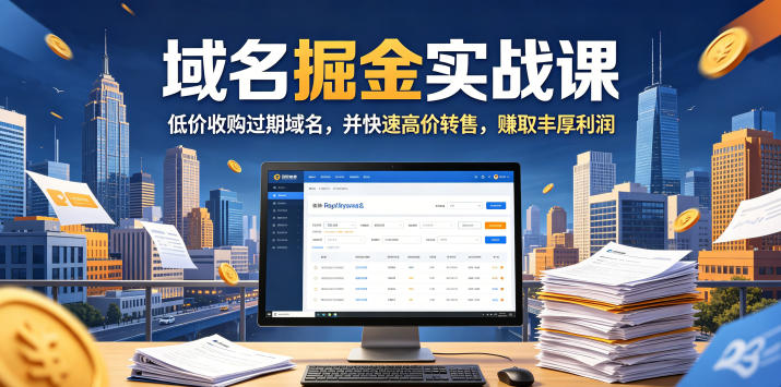 域名交易掘金实战课，低价收购过期域名，并快速高价转售，賺取丰厚利润【原创双语字幕】-孔明聊项目