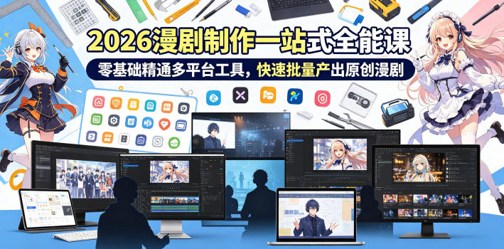 2026 AI漫剧制作一站式全能课，零基础精通多平台工具，快速批量产出原创漫剧-孔明聊项目