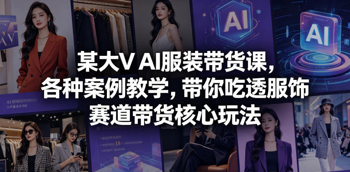 某大V AI服装带货课，各种案例教学，带你吃透服饰赛道带货核心玩法-孔明聊项目