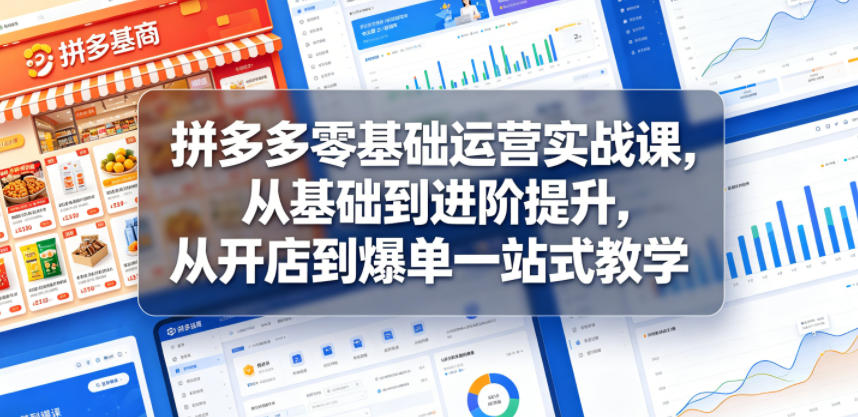 拼多多零基础运营实战课，从基础到进阶提升，从开店到爆单一站式教学-孔明聊项目
