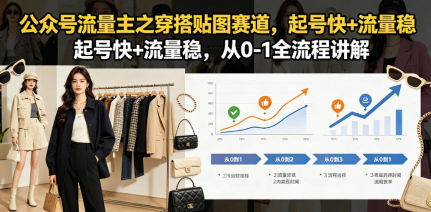 公众号流量主之穿搭贴图赛道，起号快+流量稳，从0-1全流程讲解-孔明聊项目