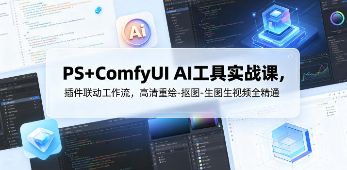 PS+ComfyUI AI工具实战课，插件联动工作流，高清重绘-抠图-生图生视频全精通-孔明聊项目