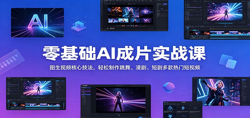 零基础AI成片实战课：图生视频核心技法，轻松制作跳舞、漫剧、短剧多款热门短视频-孔明聊项目