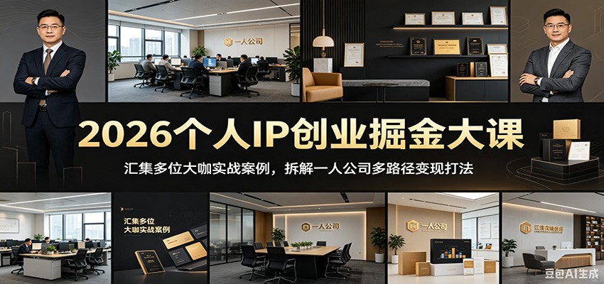 2026个人IP创业掘金大课：汇集多位大咖实战案例，拆解一人公司多路径变现打法-孔明聊项目