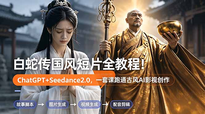 白蛇传-国风短片全教程！ChatGPT+Seedance2.0，一套课跑通古风AI影视创作-孔明聊项目