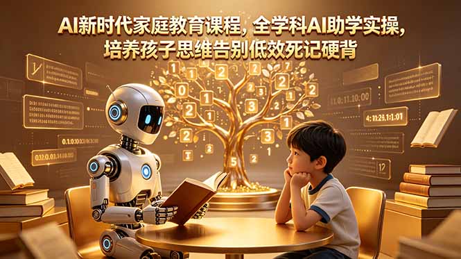 AI新时代家庭教育课程，全学科AI助学实操，培养孩子思维告别低效死记硬背-孔明聊项目