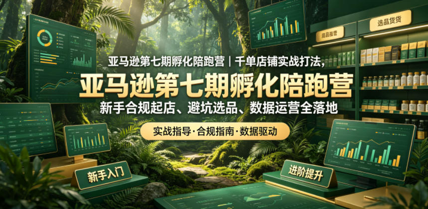 亚马逊第七期孵化陪跑营｜千单店铺实战打法，新手合规起店、避坑选品、数据运营全落地-孔明聊项目