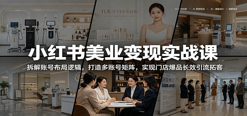 小红书美业变现实战课：拆解账号布局逻辑，打造多账号矩阵，实现门店爆品长效引流拓客-孔明聊项目