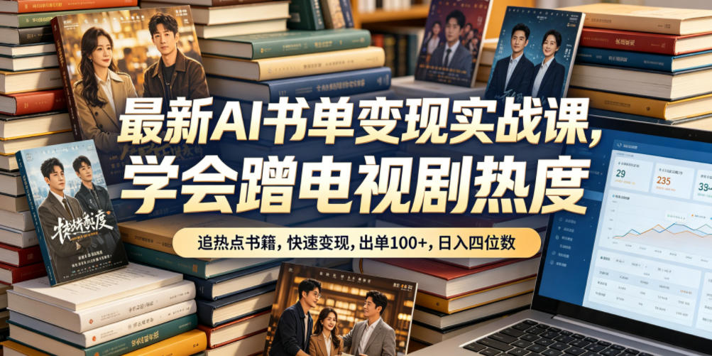最新AI书单变现实战课，学会蹭电视剧热度，追热点书籍，快速变现，出单100+，日入四位数-孔明聊项目