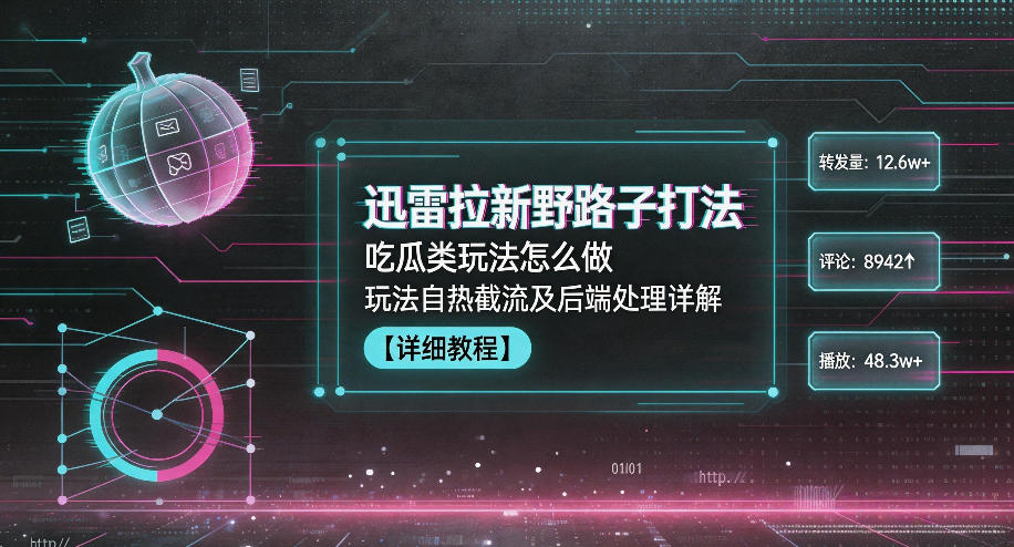 迅雷拉新野路子打法，吃瓜类玩法怎么做，玩法自热截流及后端处理详解-孔明聊项目