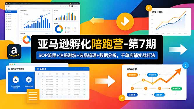 亚马逊孵化陪跑营-第7期：SOP流程+注册避坑+选品梳理+数据分析，千单店铺实战打法-孔明聊项目