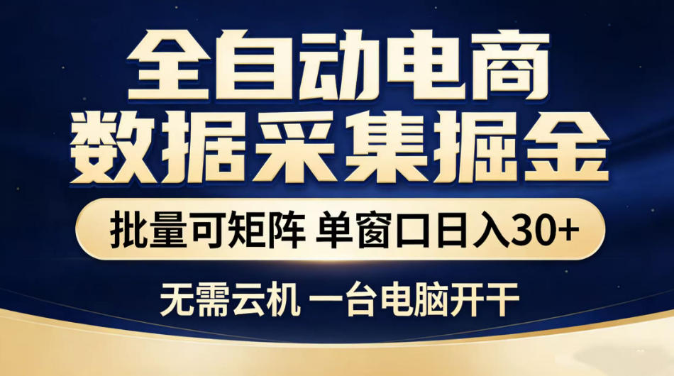 全自动电商数据采集掘金，批量可矩阵单窗口日入30+，无需云机一台电脑开干【揭秘】-孔明聊项目