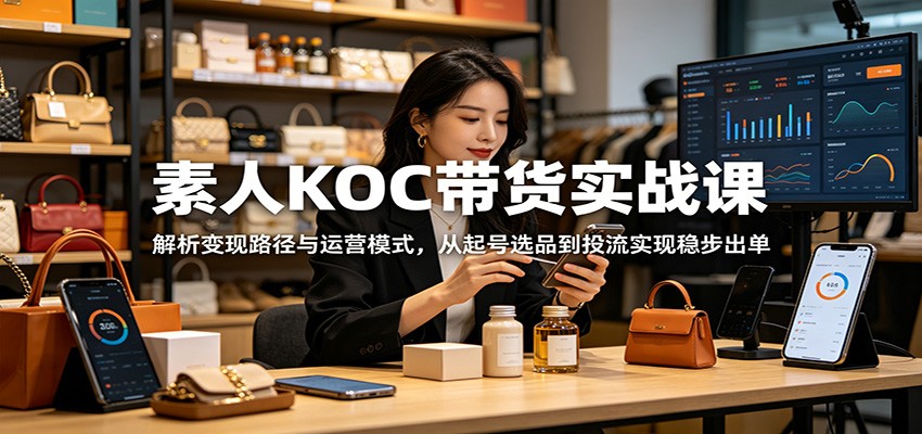 素人KOC带货实战课：解析变现路径与运营模式，从起号选品到投流实现稳步出单-孔明聊项目