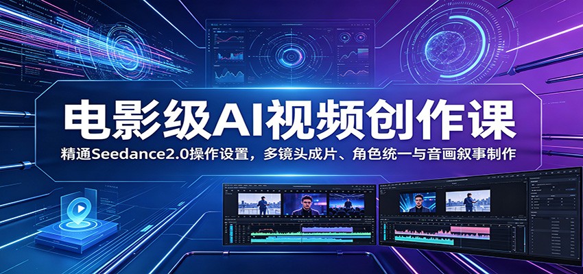 电影级AI视频创作课：精通Seedance2.0操作设置，多镜头成片、角色统一与音画叙事制作-孔明聊项目