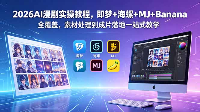 2026AI漫剧实操教程，即梦+海螺+MJ+Banana全覆盖，素材处理到成片落地一站式教学-孔明聊项目