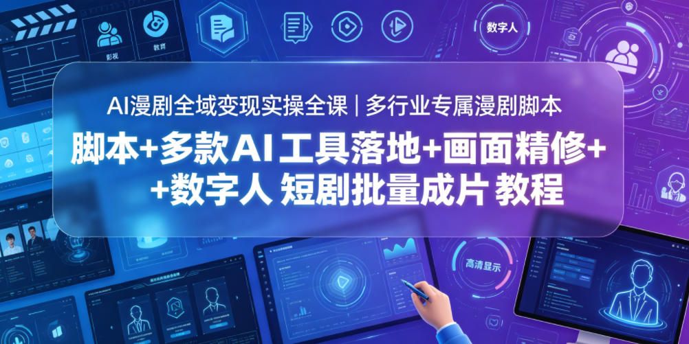 AI漫剧全域变现实操全课｜多行业专属漫剧脚本+多款AI工具落地+画面精修+数字人短剧批量成片全教程-孔明聊项目
