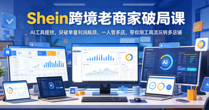 Shein跨境老商家破局课，AI工具提效，突破单量利润瓶颈，一人管多店，带你用工具流玩转多店铺-孔明聊项目