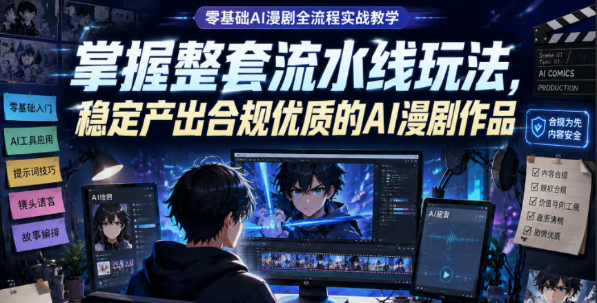 零基础AI漫剧全流程实战教学，掌握整套流水线玩法，稳定产出合规优质的AI漫剧作品-孔明聊项目